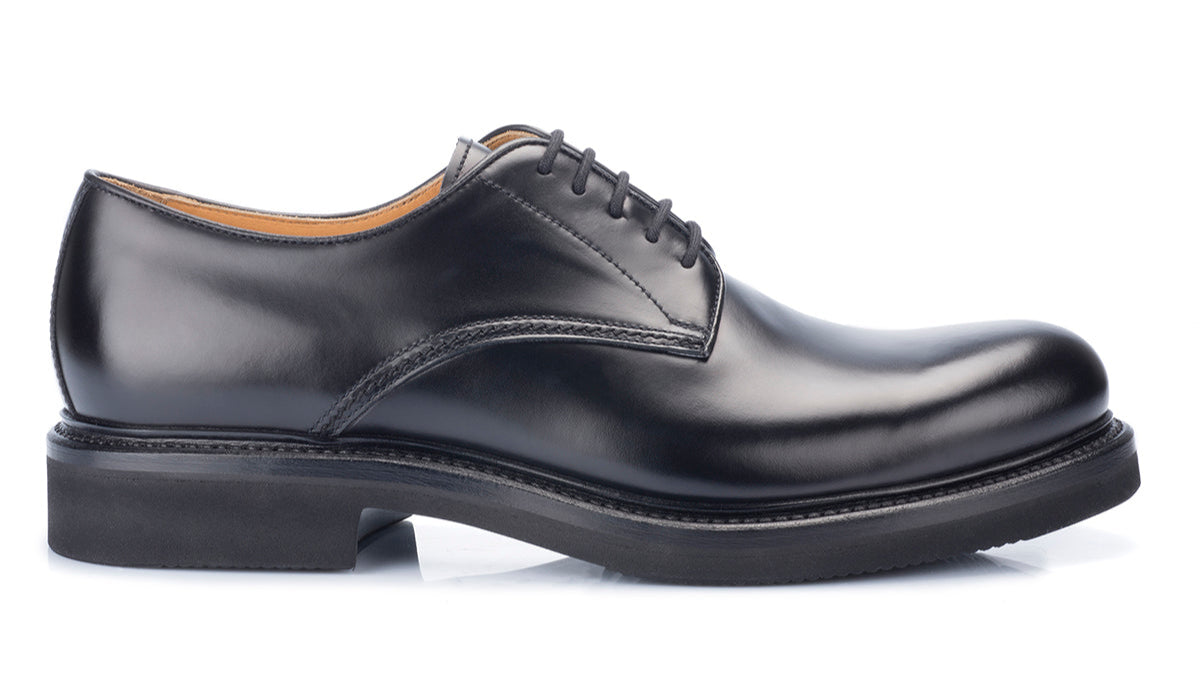 911 Alberto Derby Calfskin Leather Black Rubber