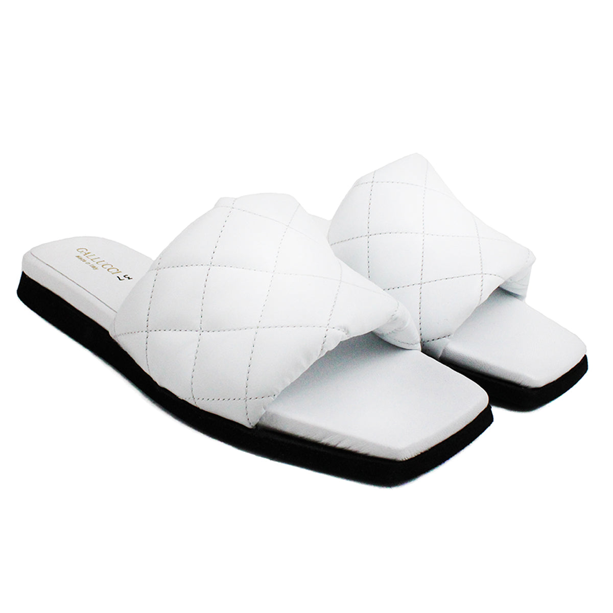 retort vej Ledningsevne Flat sandal in white quilted leather – Gianni Gallucci