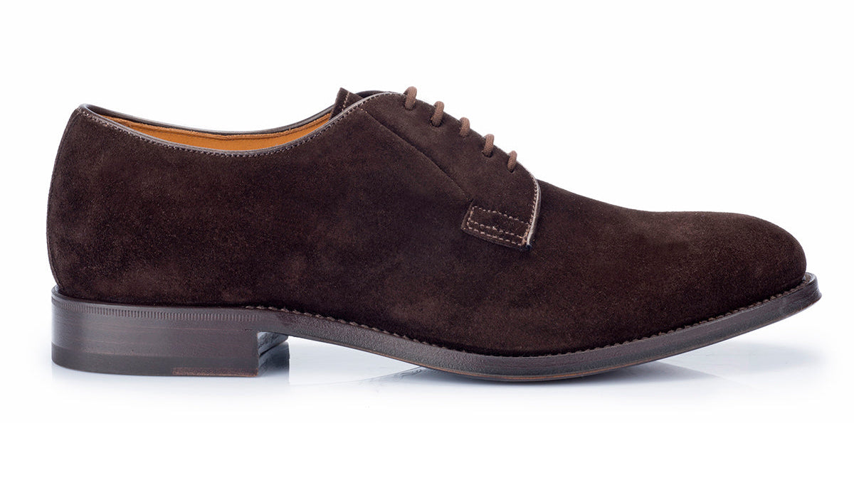 911 Alberto Derby Calfskin Suede Dark Brown