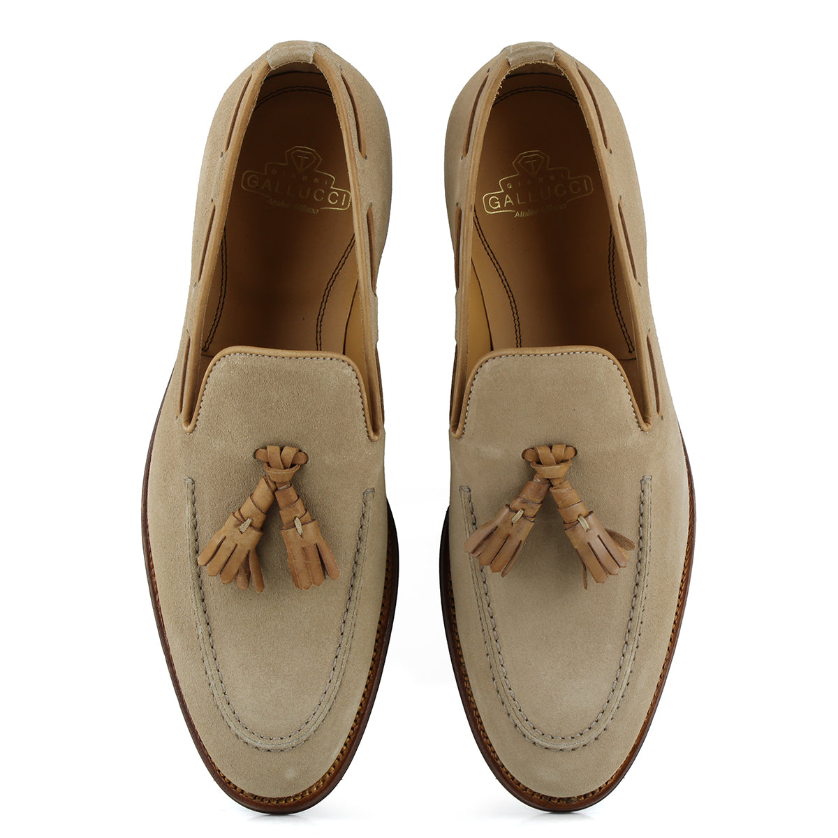 701 Enzo Tassels Loafer Suede Leather Milkshake