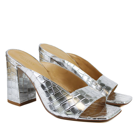 Sandal open toe in silver metallic leather