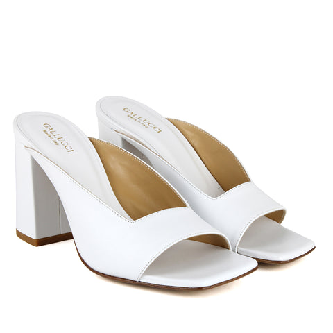 Sandal open toe in white calfskin