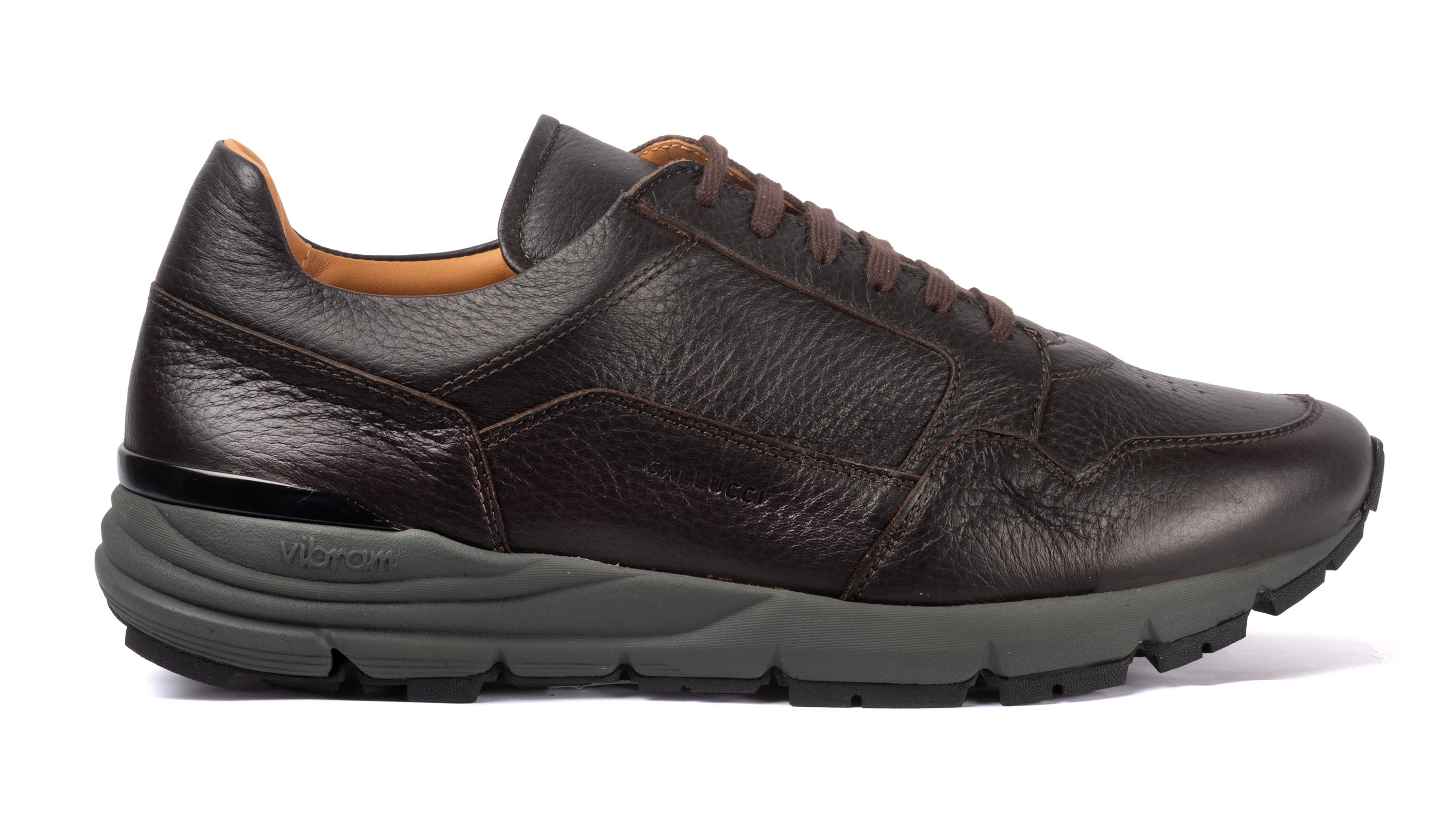 Running Sneakers 44 Dark Brown Genuine Deer Leather