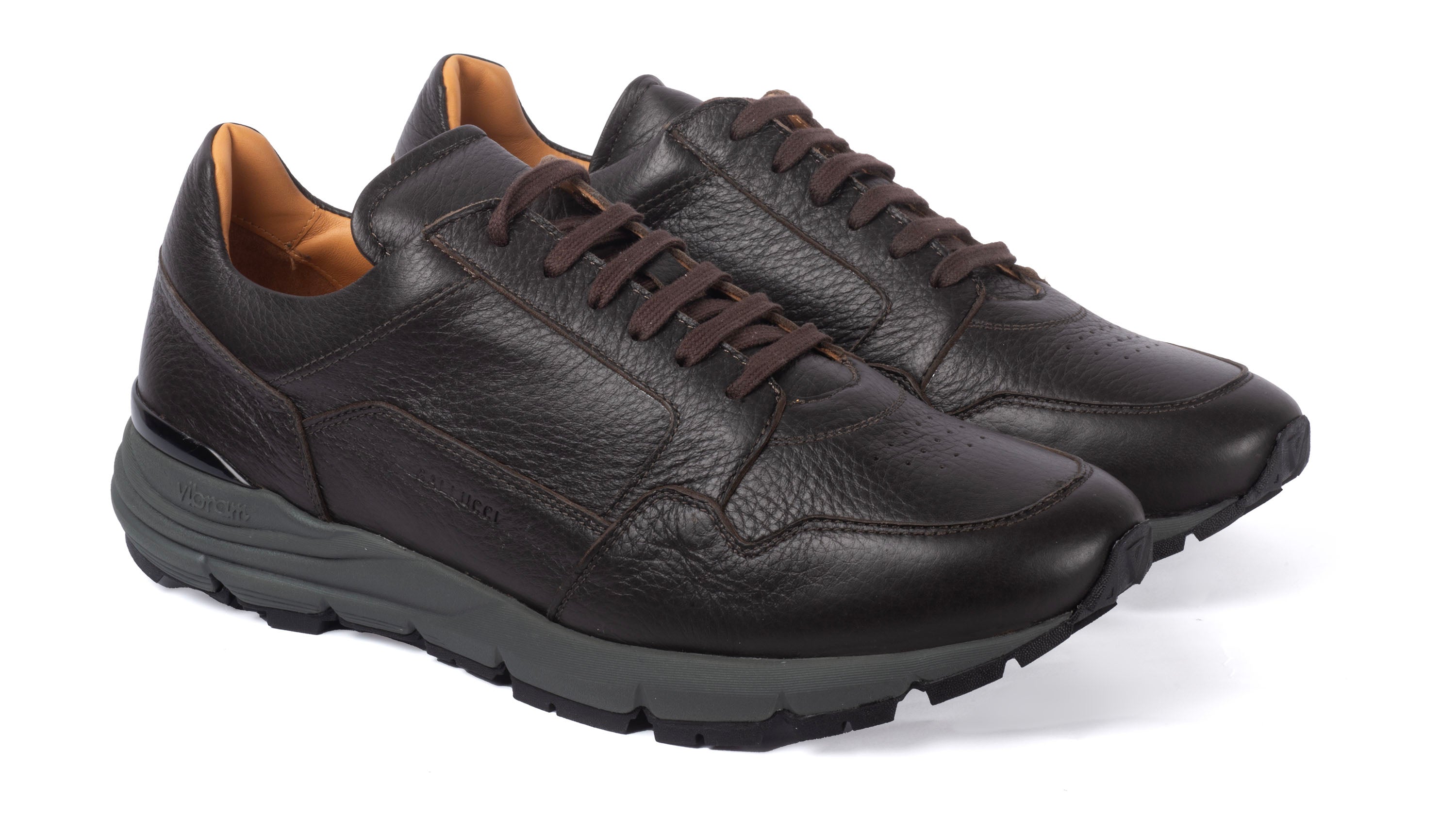 Running Sneakers 44 Dark Brown Genuine Deer Leather