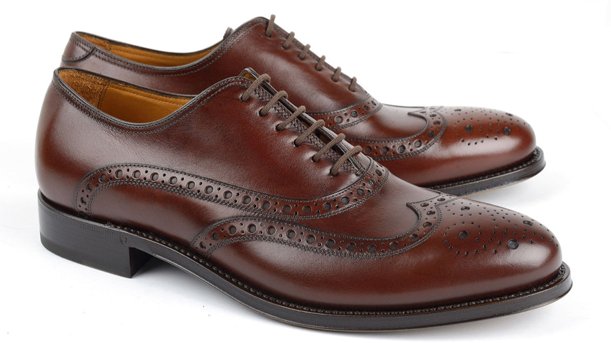 1206 Rossano Oxford Brogue Calfskin Leather Dark Brown