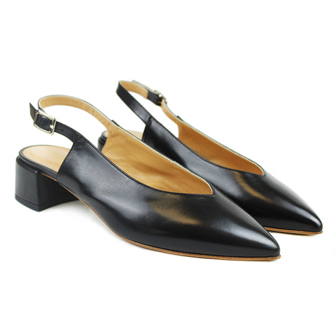 Slingback in black calfskin