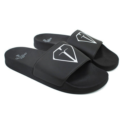 Black Sliders with iconic Diamond Logo